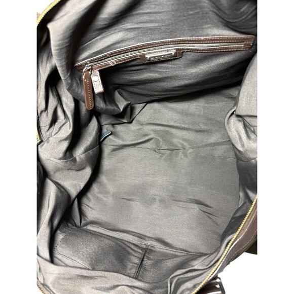 Banana Republic Bag Weekender Duffle Green Nylon Leather Travel Luggage Carry On - Picture 10 of 16